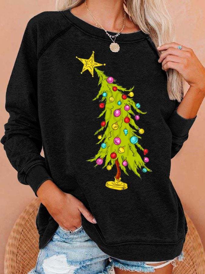 Women'S Christmas Printed Crew Neck Sweatshirt