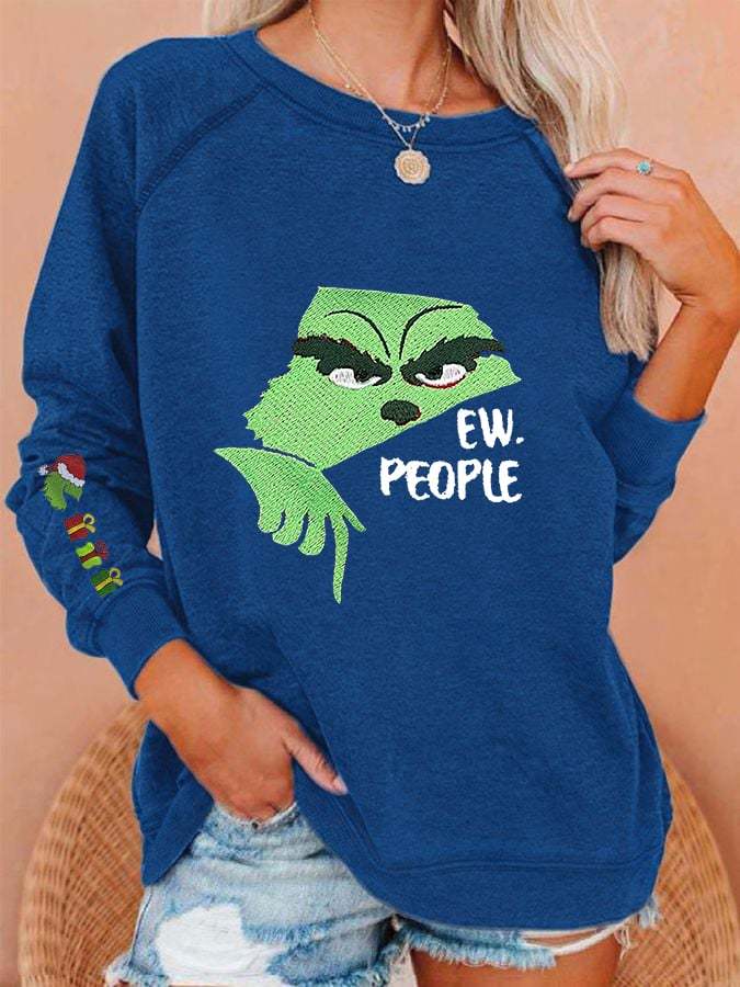 Women's Funny Christmas Ew People Casual Sweatshirt