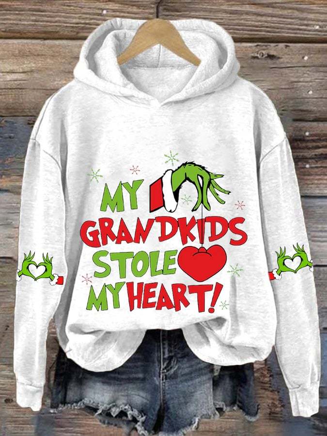 Women's My Grandkids Stole My Heart Print Casual Hoodie
