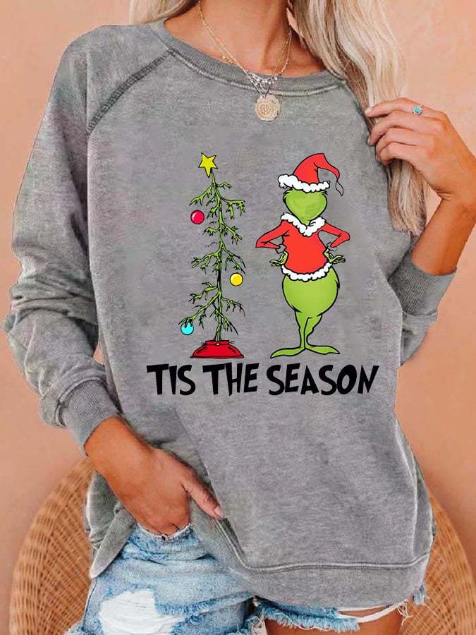 Women Tis The Season Christmas Print Casual Sweatshirt