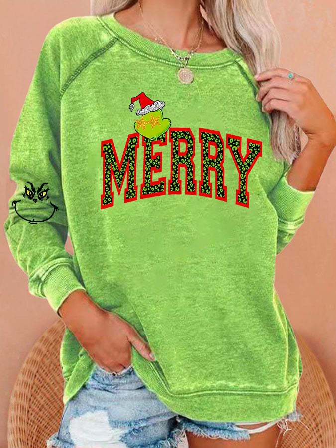 Women's Merry Grinchmas Print Sweatshirt