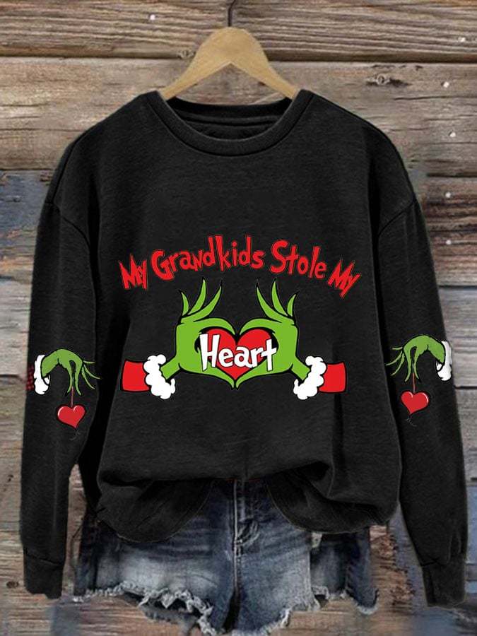 Women's My Grandkids Stole My Heart Print Casual Sweatshirt