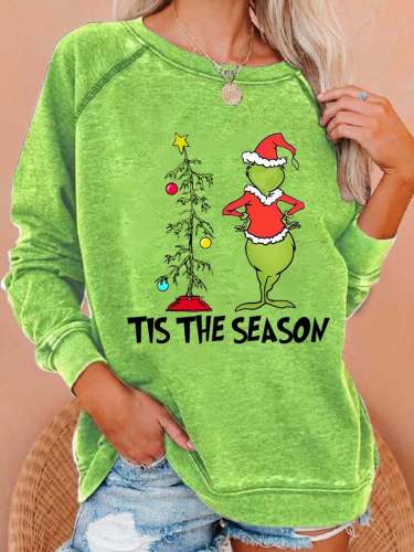 Women Tis The Season Christmas Print Casual Sweatshirt