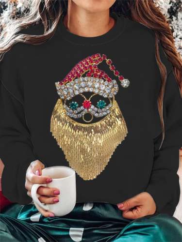 Women's Diamond Santa Print Casual Round Neck Sweatshirt