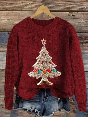 Women's Christmas Jewelry Christmas Tree Print Sweatshirt