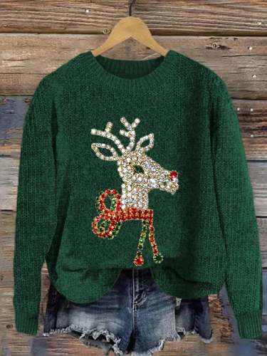 Women's Christmas Jewelry Elk Print Sweatshirt