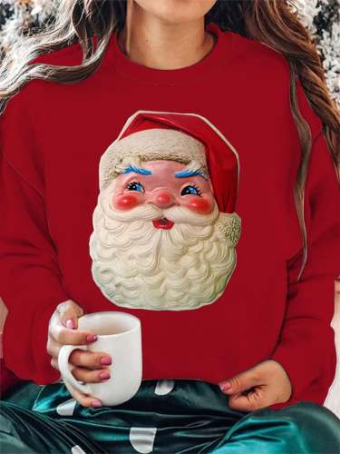 Women's 3d Santa Claus Print Casual Round Neck Sweatshirt