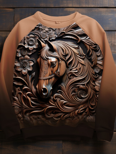 Western Vintage Horse Art Print Sweatshirt