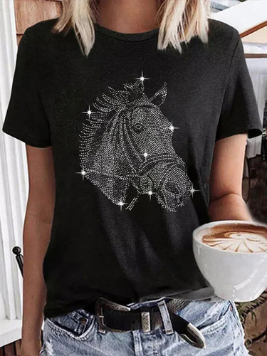 Western Horse Print Short Sleeve T-Shirt