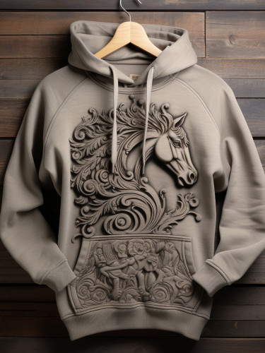 Retro Art Horse Printed Sweatshirt