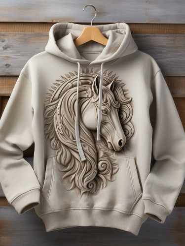 Retro Art Horse Printed Sweatshirt