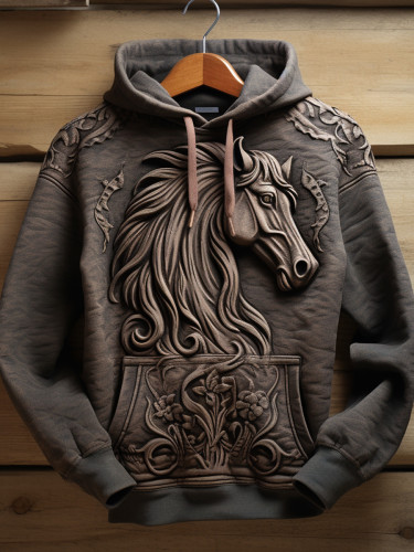 Retro Art Horse Printed Sweatshirt