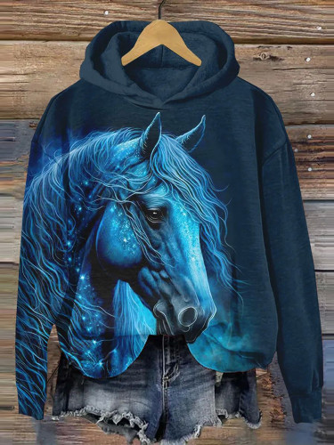 Horse Print Long Sleeve Hoodie