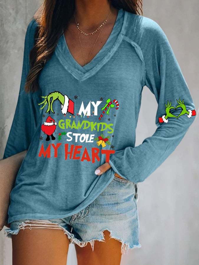 Women's My Grandkids Stole My Heart Print Casual T-Shirt