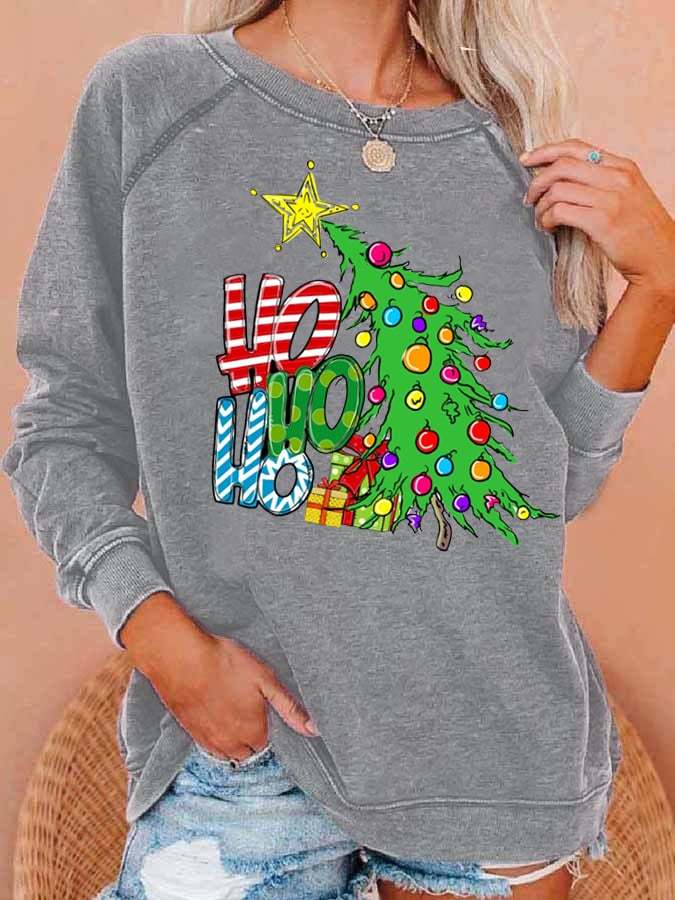 Women's Christmas Blessing Prophecy OHOHOH Printed Crew Neck Sweatshirt