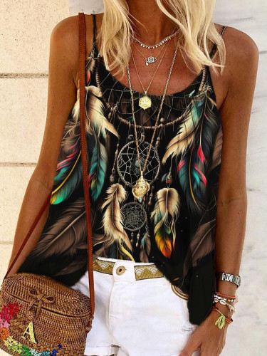 Western Colorful Dream Catcher Pleated A Line Cami Top