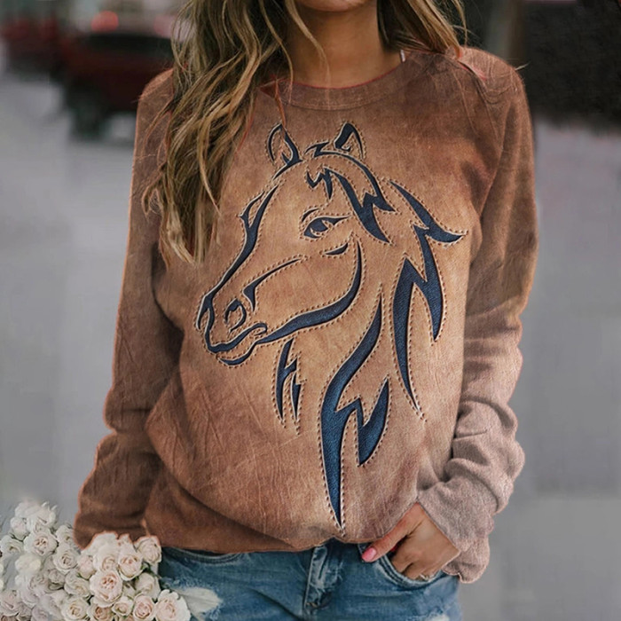 Western Horse Leather Art Graphic Sweatshirt