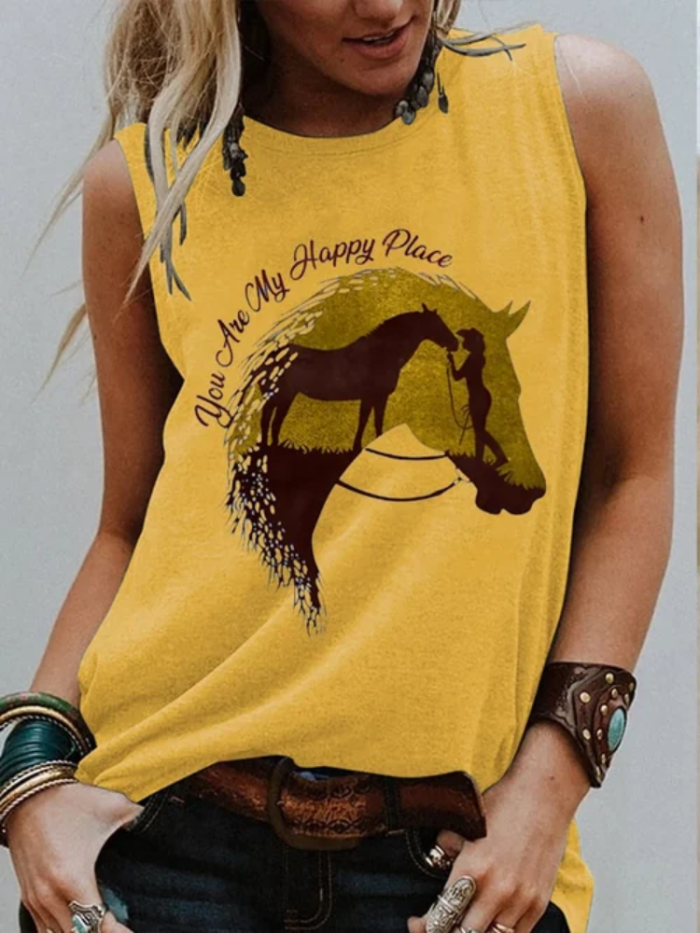 Women's You Are My Happy Place Horse Lover Print Tank Top