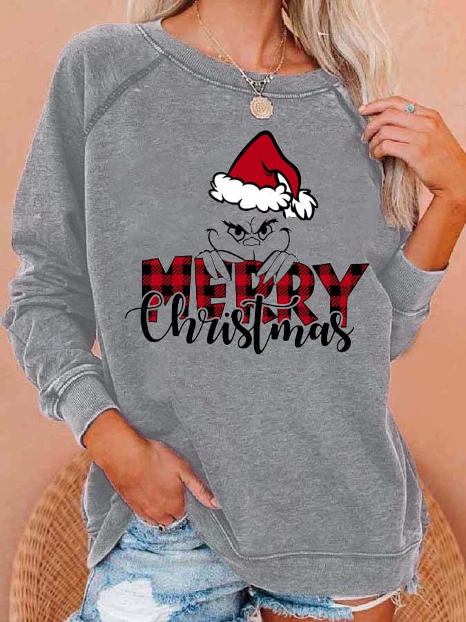 Women'S Merry Christmas Printed Crew Neck Sweatshirt