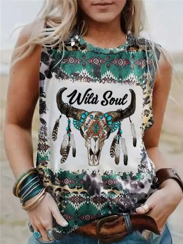 Women's Western Vintage Ethnic Wild Soul Print Tank Top