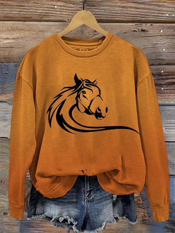 Vintage Western Horse Print Sweatshirt