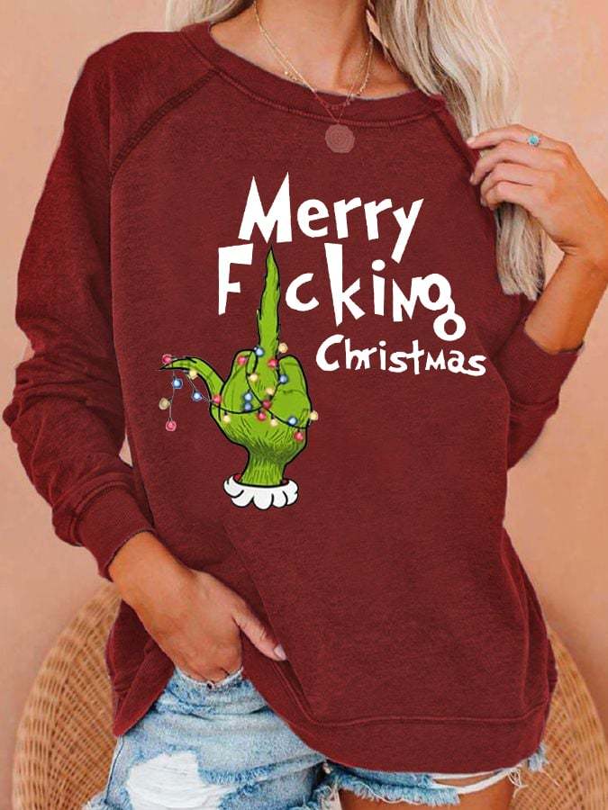 Women's Funny Merry F*cking Christmas Casual Sweatshirt