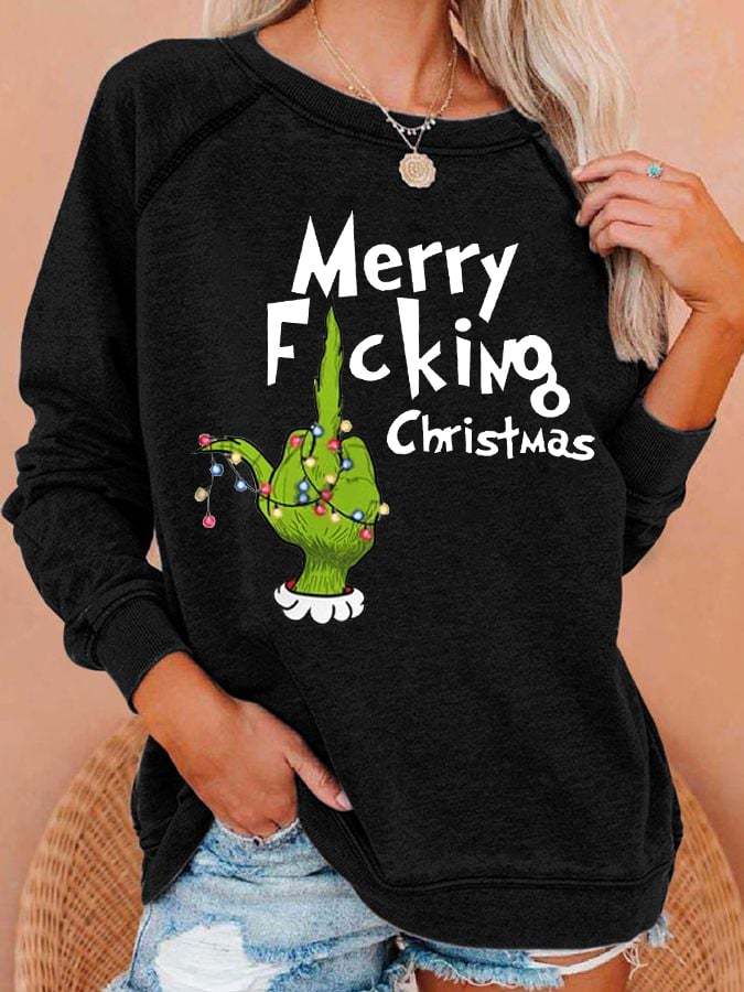 Women's Funny Merry F*cking Christmas Casual Sweatshirt