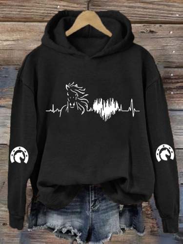 Women's Horse Heartbeat Horse Lover Casual Hoodie