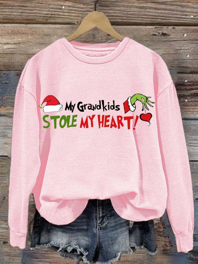 Women's My Kids Stole My Heart Print Casual Sweatshirt