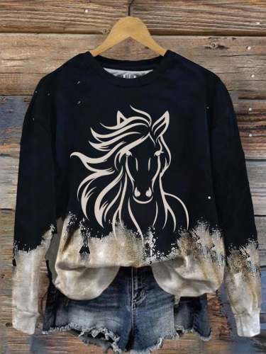 Women's Vintage Horse Print Sweatshirt