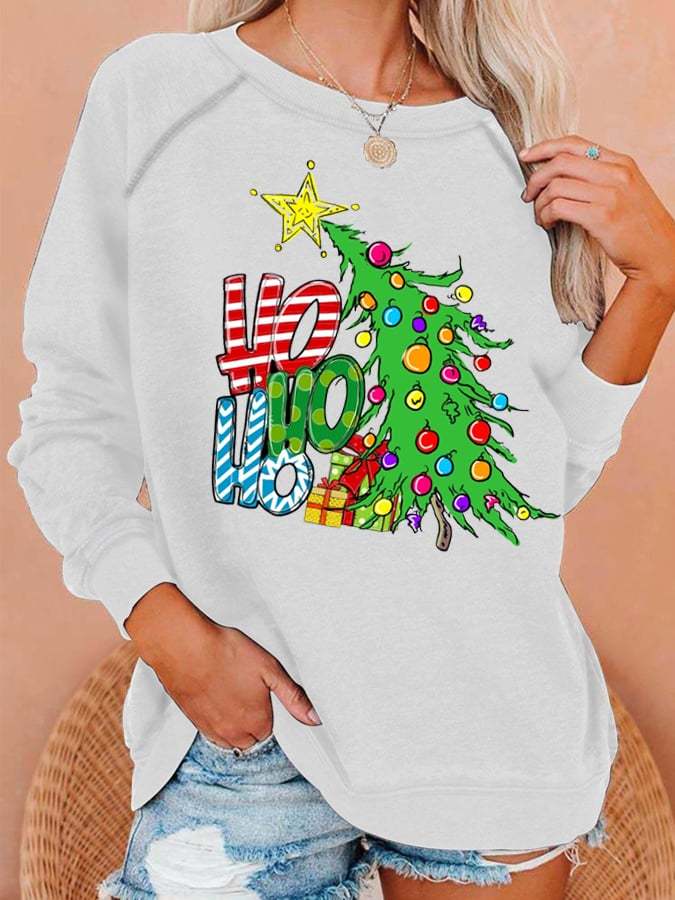 Women's Christmas Blessing Prophecy OHOHOH Printed Crew Neck Sweatshirt