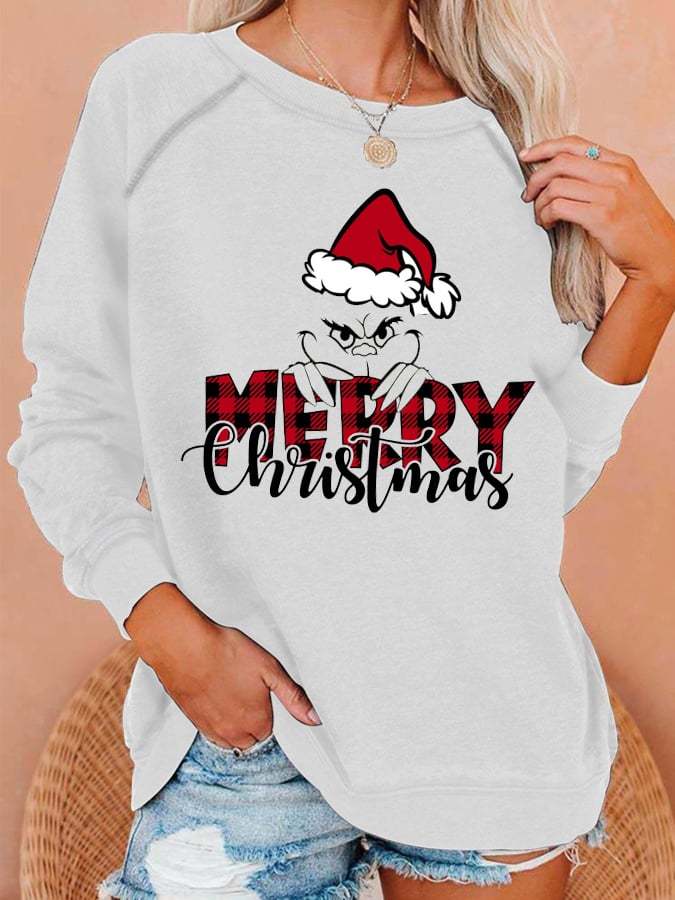Women'S Merry Christmas Printed Crew Neck Sweatshirt