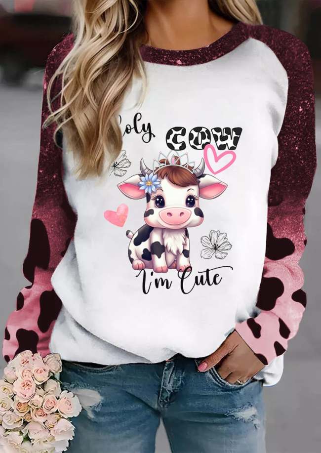 Women's Holy Cow I'm Cute Print Sweatshirt