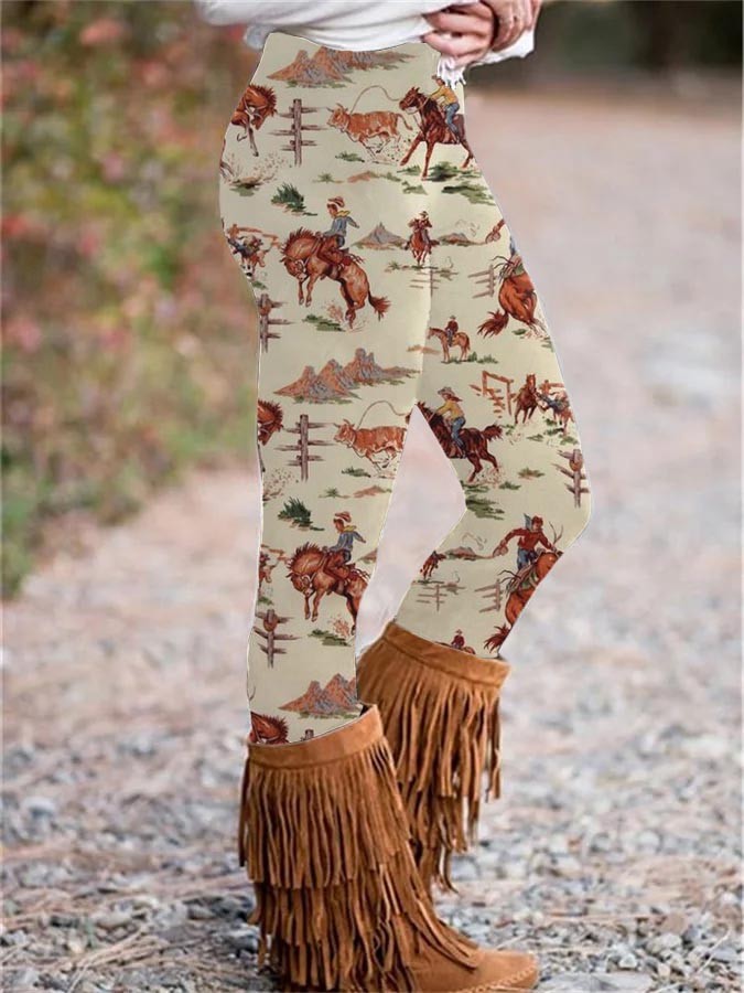 Western Cowboy Printed Leggings