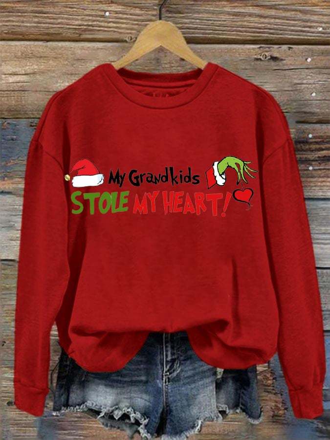 Women's My Kids Stole My Heart Print Casual Sweatshirt