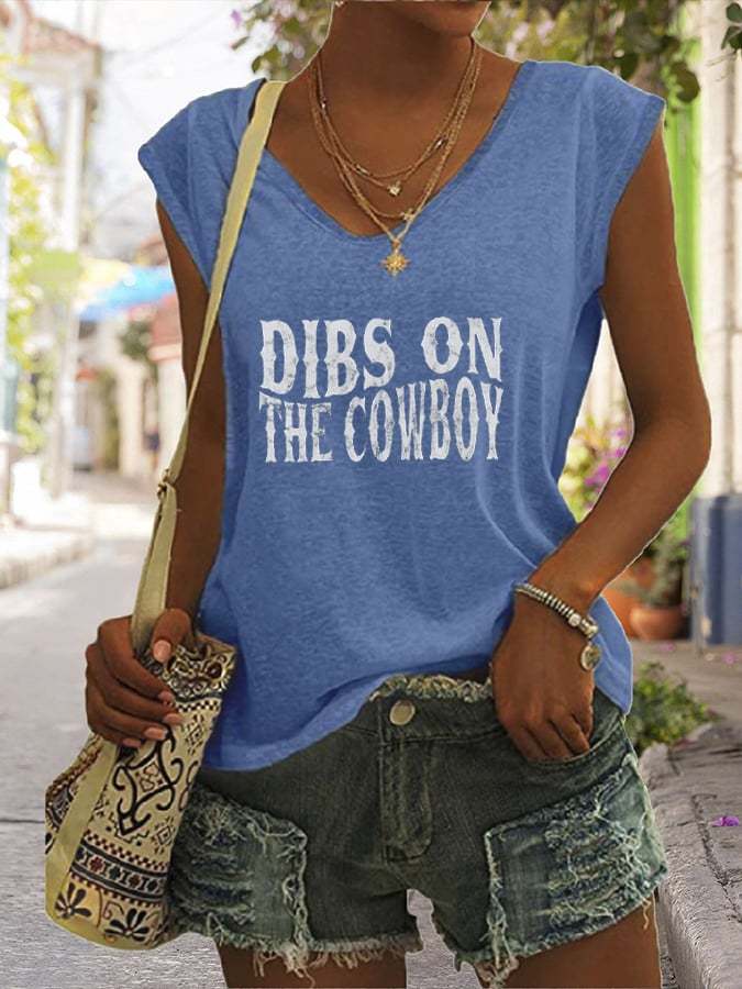 Women's Dibs On The Cowboy Print Sleeveless T-Shirt