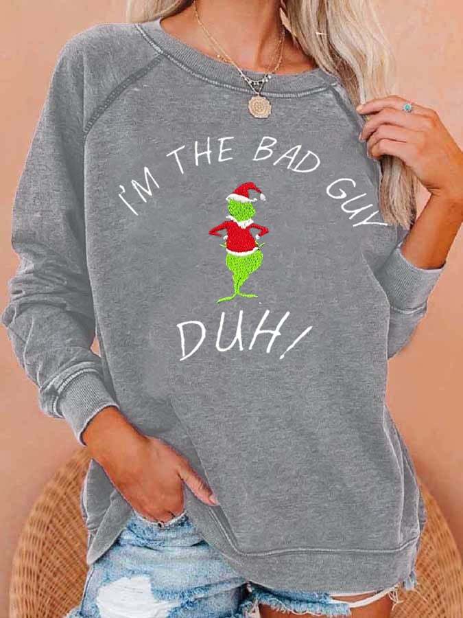 Women'S Bad Guy Printed Crew Neck Sweatshirt