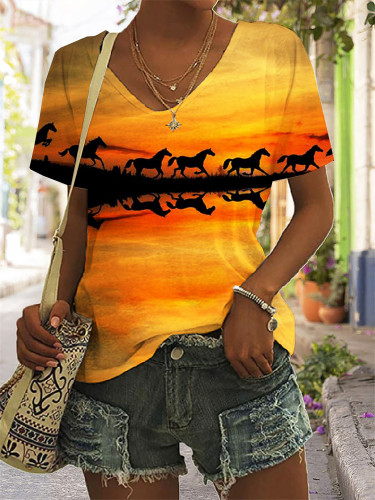 Wild Horses In The Sunset Horse Lover Essential T Shirt