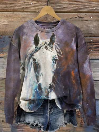 Vintage Western Horse Print Sweatshirt