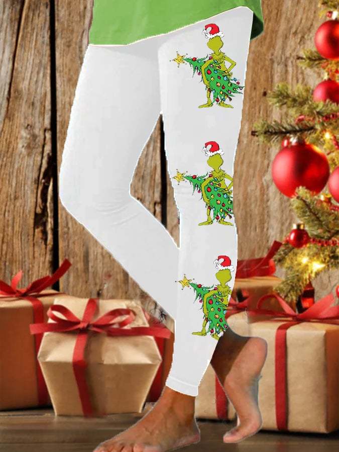 Women's Christmas Tree Print Casual Leggings