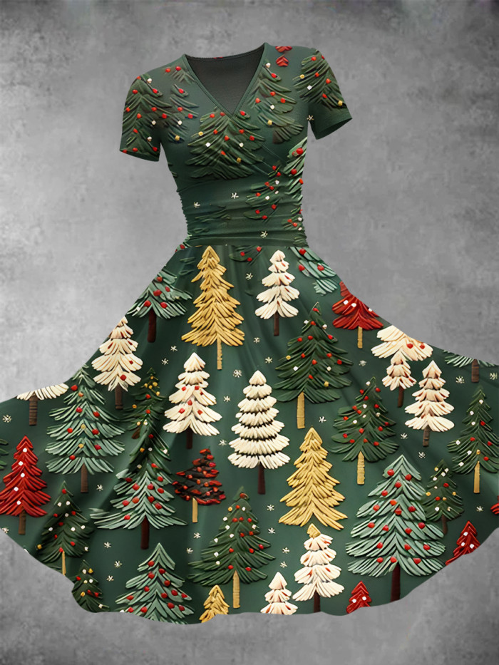 Women's Christmas Gift Christmas Tree Print Design Maxi Dress