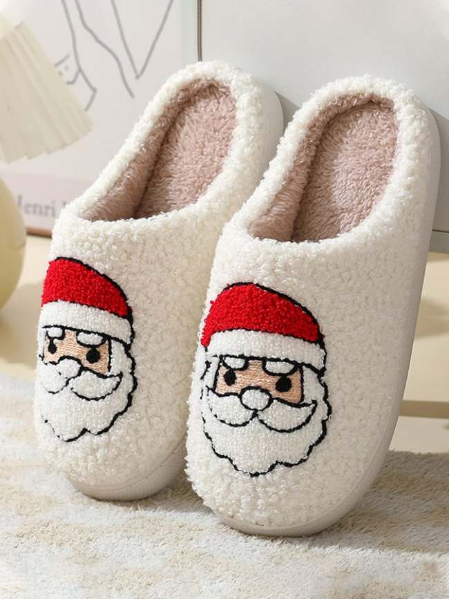 Women's Christmas Santa Claus Fur Slippers