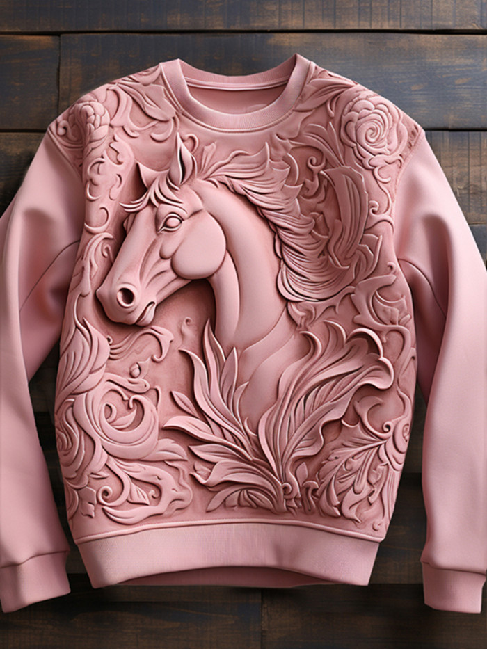 Women's Art Horse Round Neck Sweatshirt