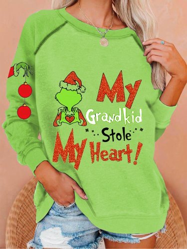 Women's My Grandkid Stole My Heart Print Sweatshirt