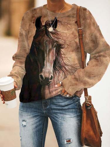 Women's Horse Print Sweatshirt