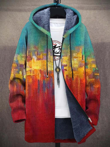 Men's Retro Art Plush Thick Long-Sleeved Sweater Coat Cardigan