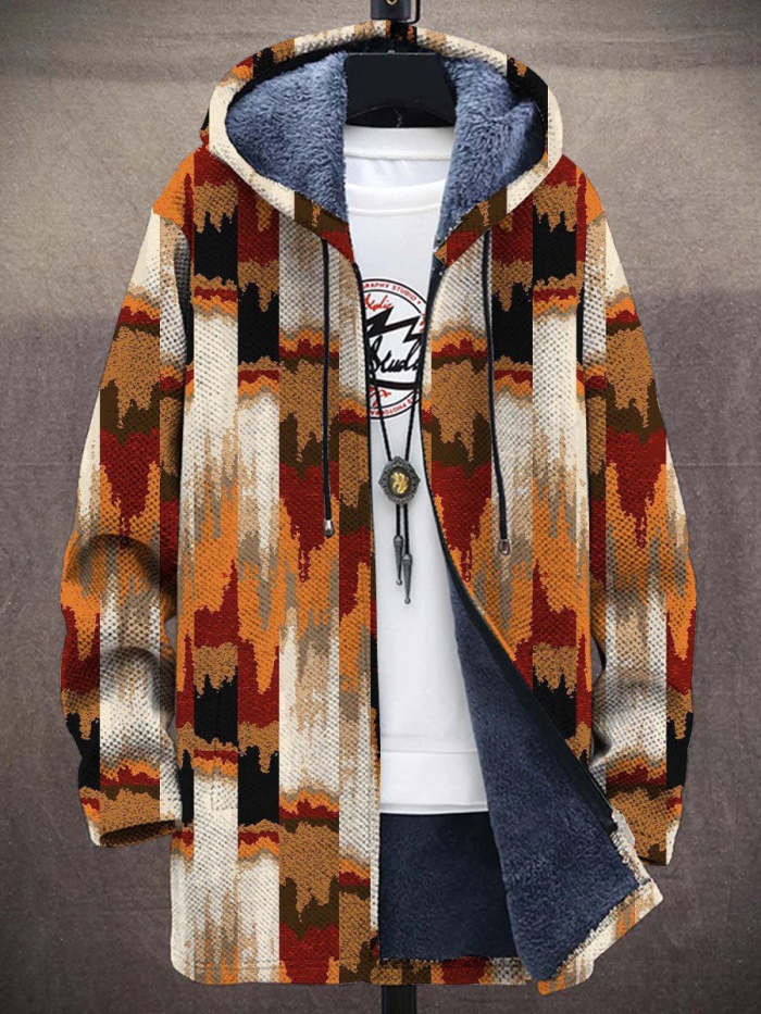 Men's Art Retro Long-Sleeved Fleece Sweater Coat Cardigan