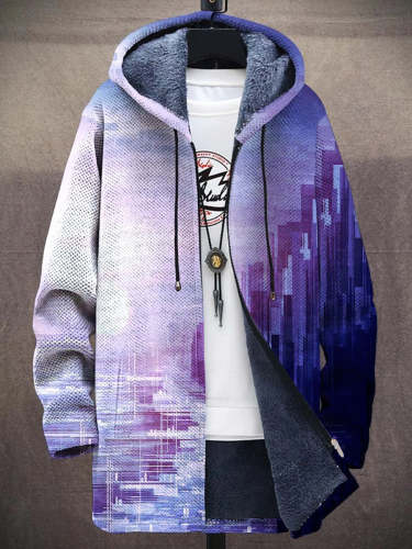 Unisex Gradient Art Plush Thick Long-Sleeved Sweater Coat Cardigan