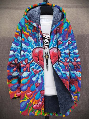 Men's Hippie Fashion Plush Thick Long-Sleeved Sweater Coat Cardigan