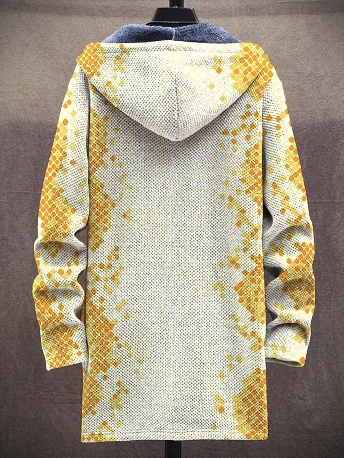 Unisex Geometry Gradient Art Plush Thick Long-Sleeved Sweater Coat Cardigan